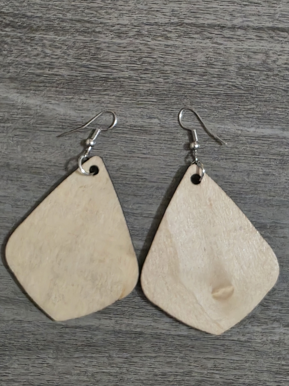 Bold Chevron Wooden Drop Earrings in Orange, Yellow & Blue - Picture 3 of 5